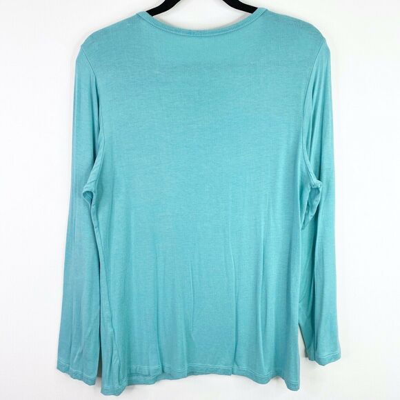 Carol Vee Solid Blue Long Sleeve Top Shirt Size Medium M Womens - Picture 2 of 5